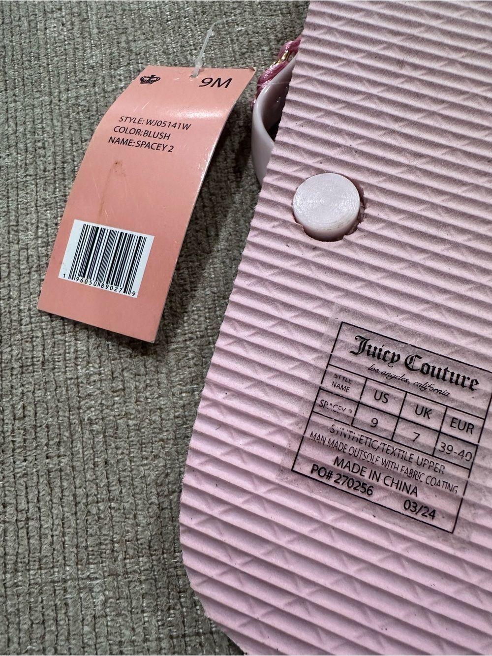 Juicy Couture Pink Rhinestone Sandals Womens Size 9 New - Picture 6 of 7